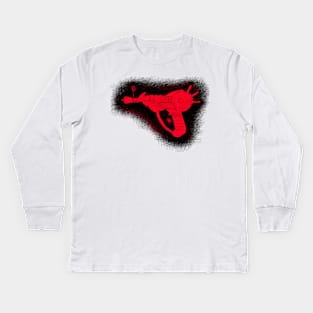 Zombies Red and Black Sketchy Ray Gun on Hot Pink Kids Long Sleeve T-Shirt